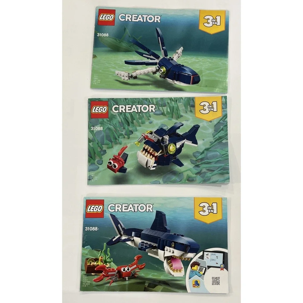 LEGO CREATOR: Deep Sea‎ Creatures (31088) All 3 Manuals No Box Incomplete Read